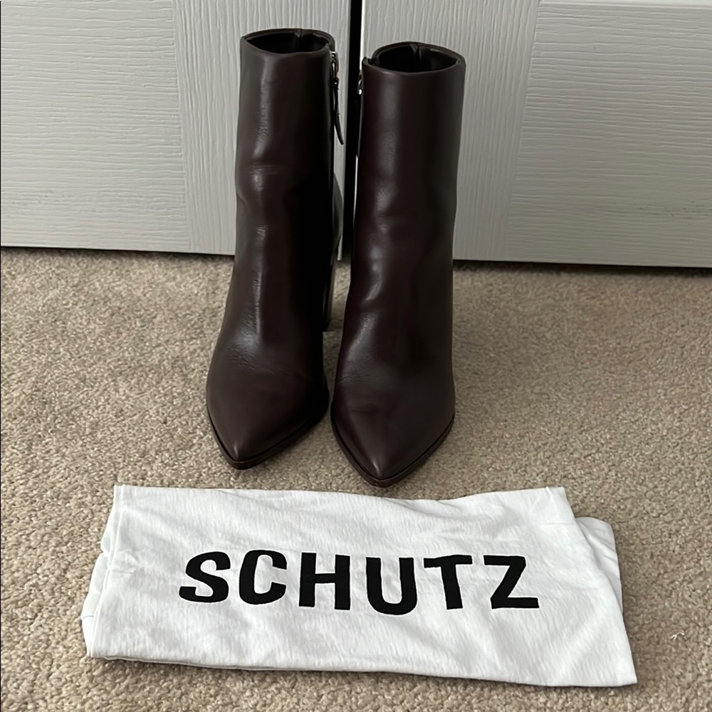 Schutz Mikki High Block Leather Bootie